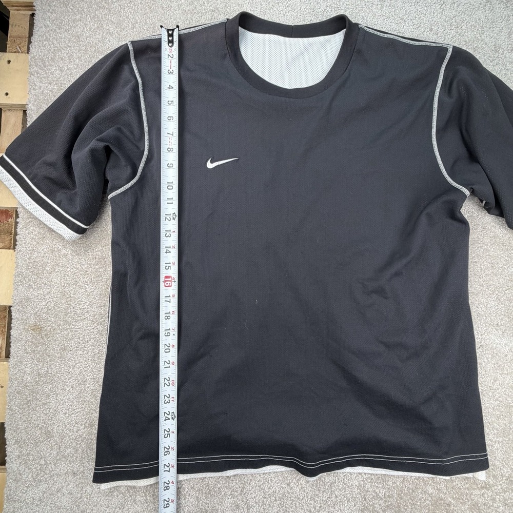 Vintage Y2K Nike Reversible Mesh Basketball Shirt Black white swoosh Size XL 90s - Picture 3 of 8